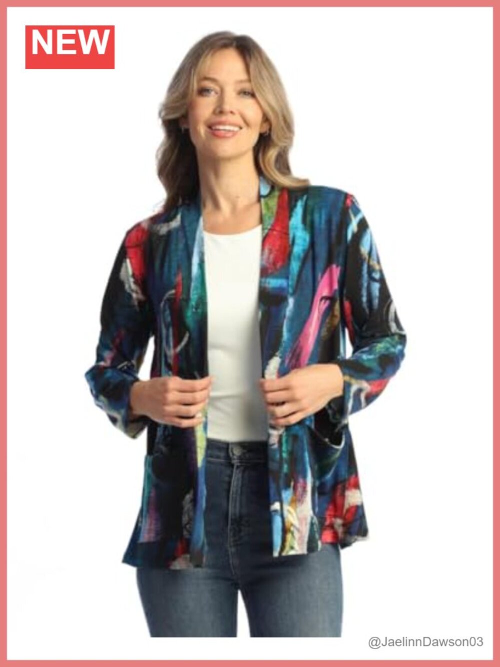 Cotton Spandex Open Front Cardigan Lightweight Layering 3/4 Sleeve Knit